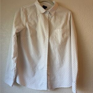 J. Crew White Button Down Shirt with Black Dots